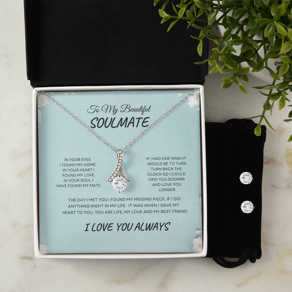 To My Soulmate/ In Your Eyes I Have Found My True Love Alluring Beauty Necklace
