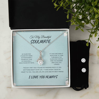 To My Soulmate/ In Your Eyes I Have Found My True Love Alluring Beauty Necklace