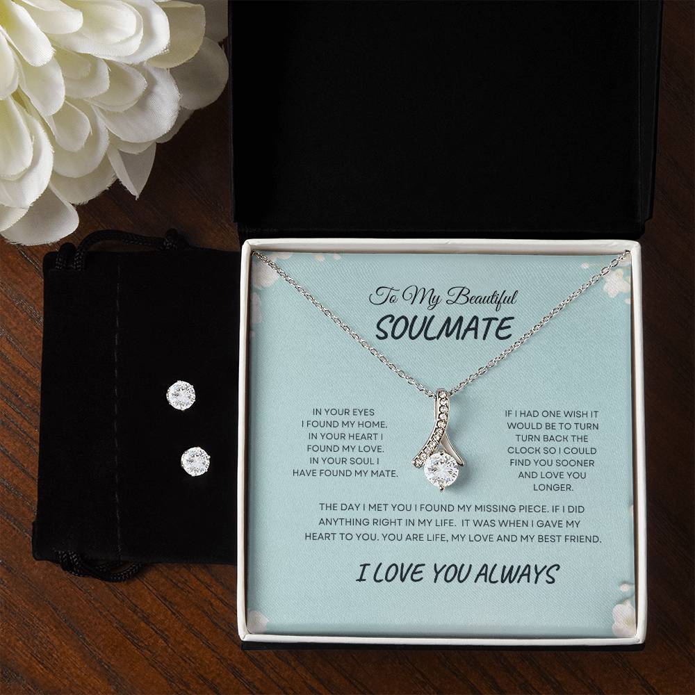 To My Soulmate/ In Your Eyes I Have Found My True Love Alluring Beauty Necklace