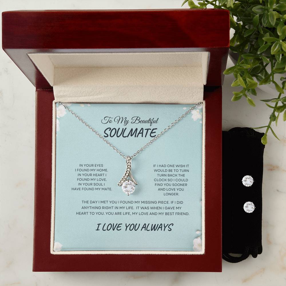To My Soulmate/ In Your Eyes I Have Found My True Love Alluring Beauty Necklace