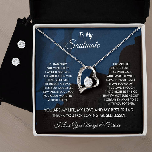 To My Soulmate| Forever Love Necklace + Clear CZ Necklace