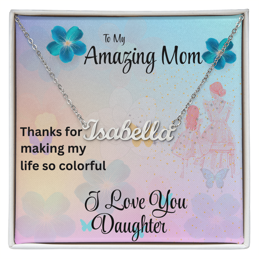 MOM YOU LIGHT UP MY LIFE/CUSTOM NAME NECKLACE/W/ ON DEMAND MESSAGE CARD