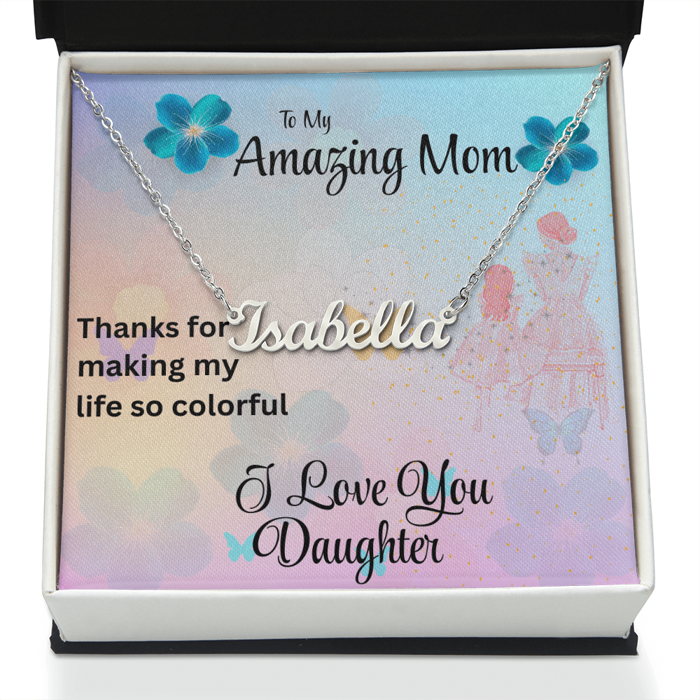 MOM YOU LIGHT UP MY LIFE/CUSTOM NAME NECKLACE/W/ ON DEMAND MESSAGE CARD