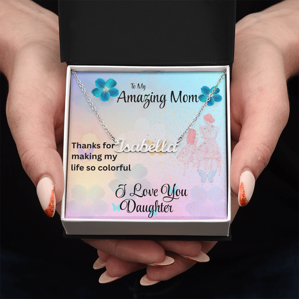 MOM YOU LIGHT UP MY LIFE/CUSTOM NAME NECKLACE/W/ ON DEMAND MESSAGE CARD