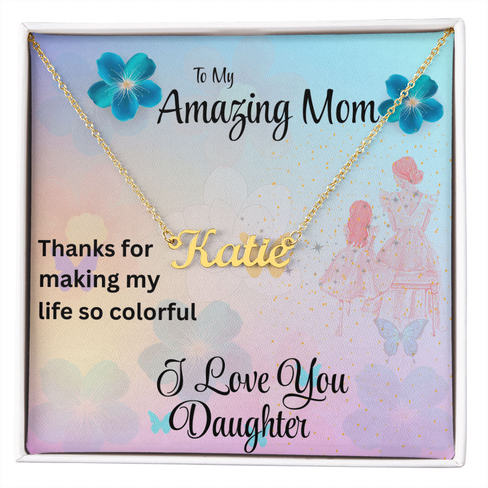 MOM YOU LIGHT UP MY LIFE/CUSTOM NAME NECKLACE/W/ ON DEMAND MESSAGE CARD