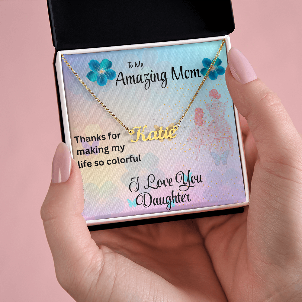 MOM YOU LIGHT UP MY LIFE/CUSTOM NAME NECKLACE/W/ ON DEMAND MESSAGE CARD