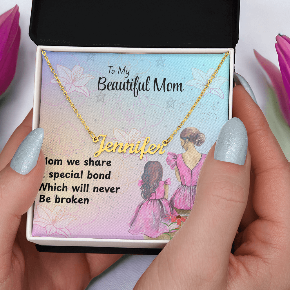 MOM YOUR LOVE HAS SHAPED ME INTO WHO I AM TODAY/ CUSTOM NAME NECKLACE/W/ON DEMAND MESSAGE CARD