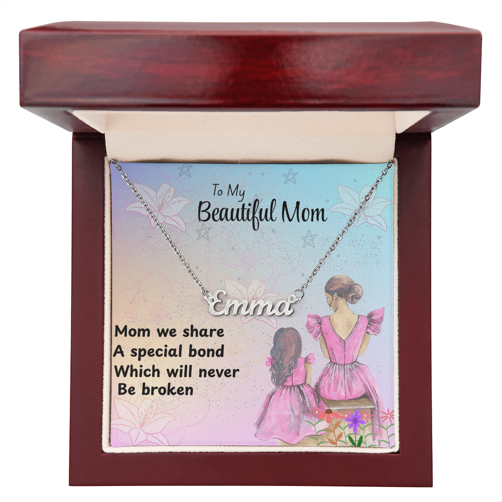 MOM YOUR LOVE HAS SHAPED ME INTO WHO I AM TODAY/ CUSTOM NAME NECKLACE/W/ON DEMAND MESSAGE CARD