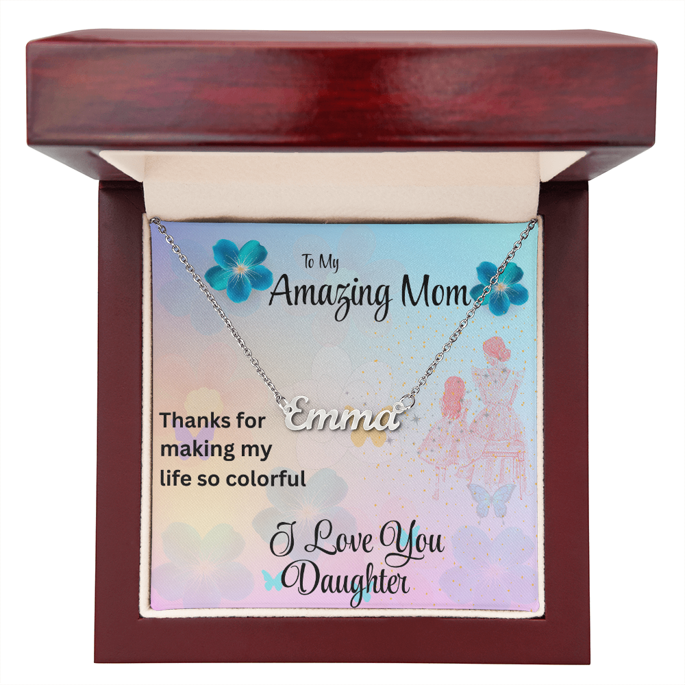 MOM YOU LIGHT UP MY LIFE/CUSTOM NAME NECKLACE/W/ ON DEMAND MESSAGE CARD