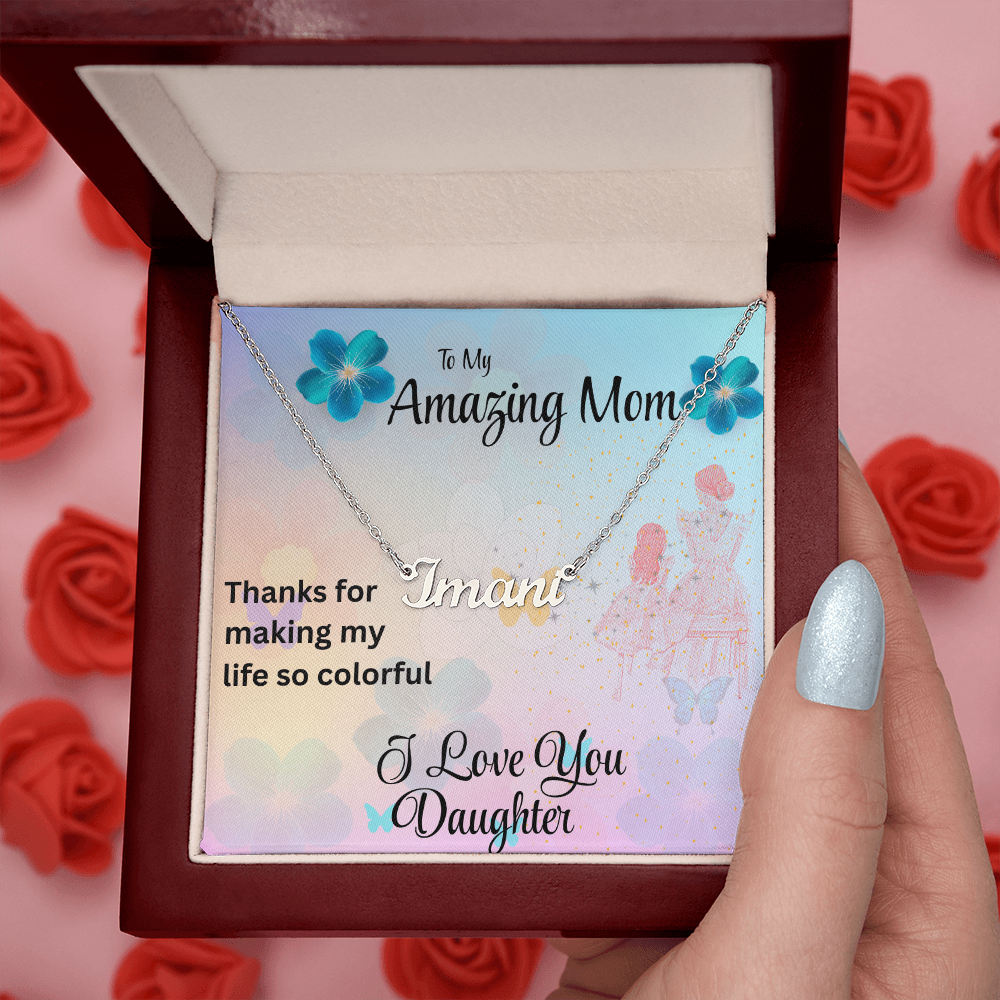 MOM YOU LIGHT UP MY LIFE/CUSTOM NAME NECKLACE/W/ ON DEMAND MESSAGE CARD