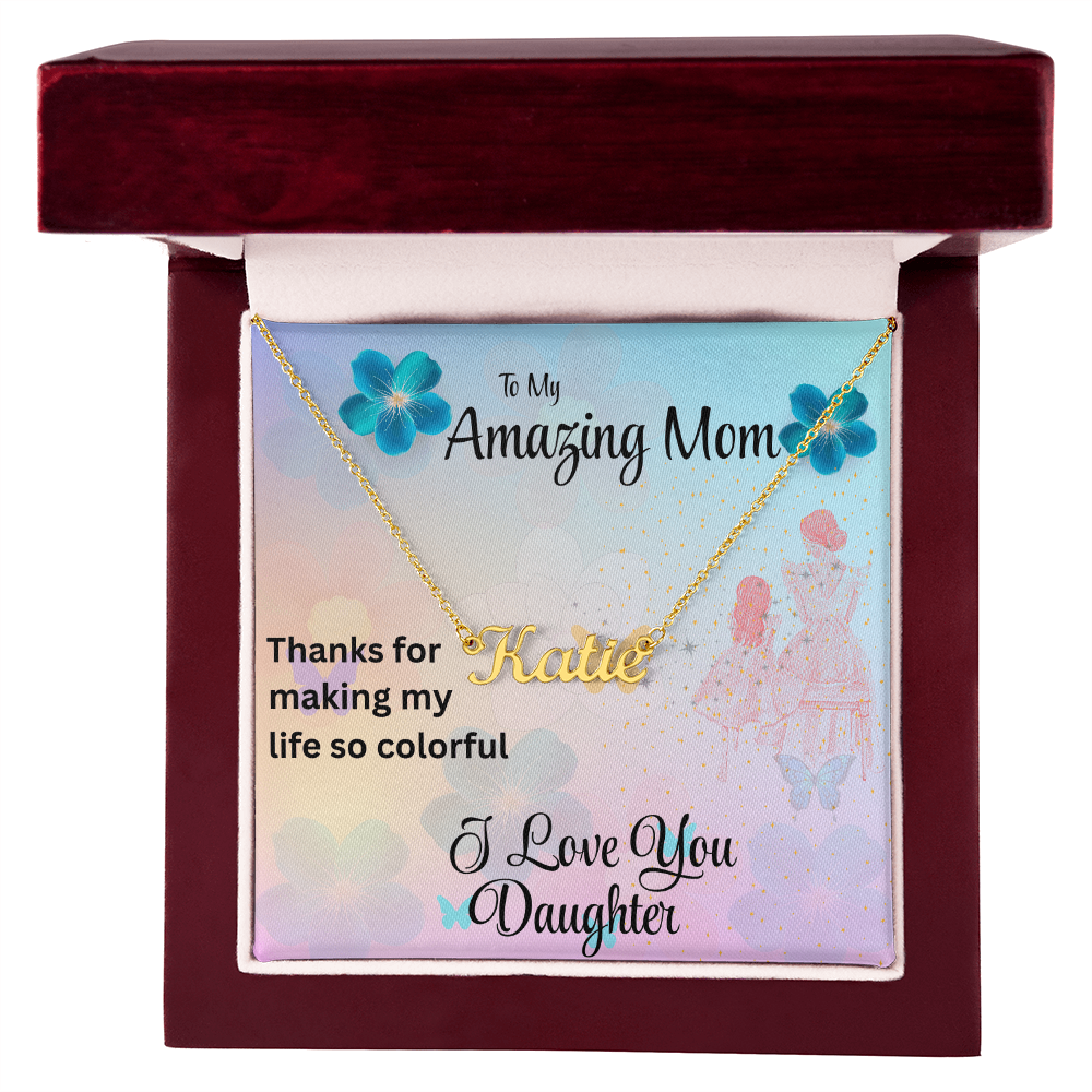 MOM YOU LIGHT UP MY LIFE/CUSTOM NAME NECKLACE/W/ ON DEMAND MESSAGE CARD