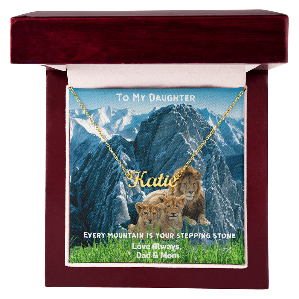 DAUGHTER, I LOVE YOU MORE CUSTOM NAME NECKLACE/ WITH ON DEMAND MESSAGE CARD