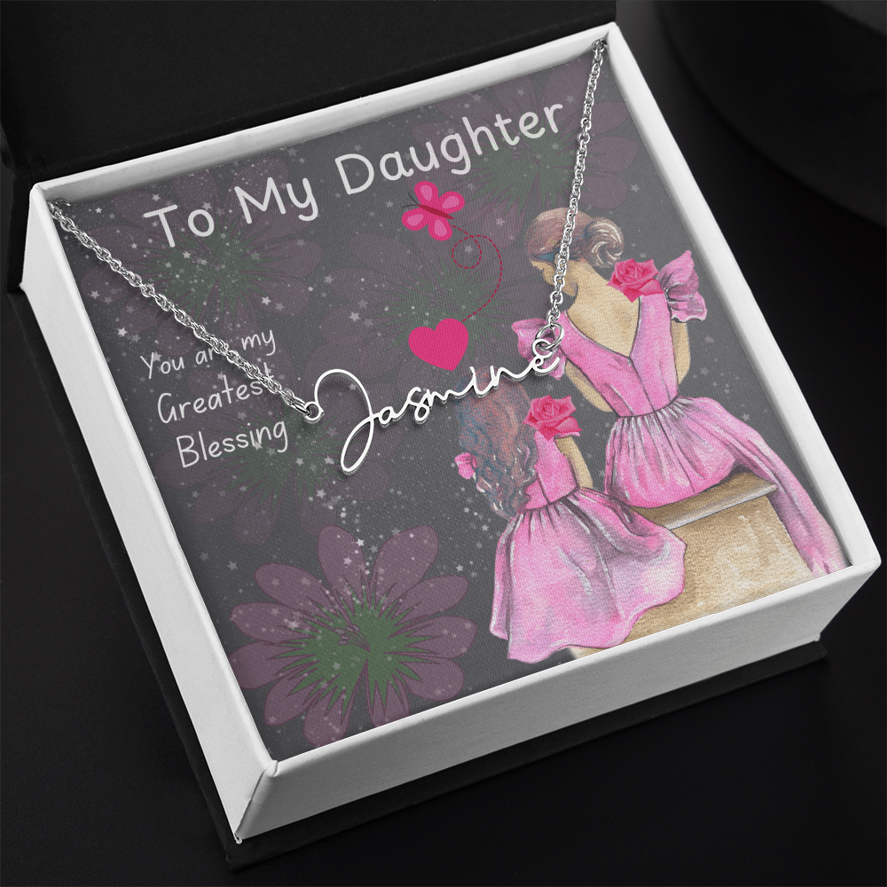 To My Daughter Signature Name Necklace