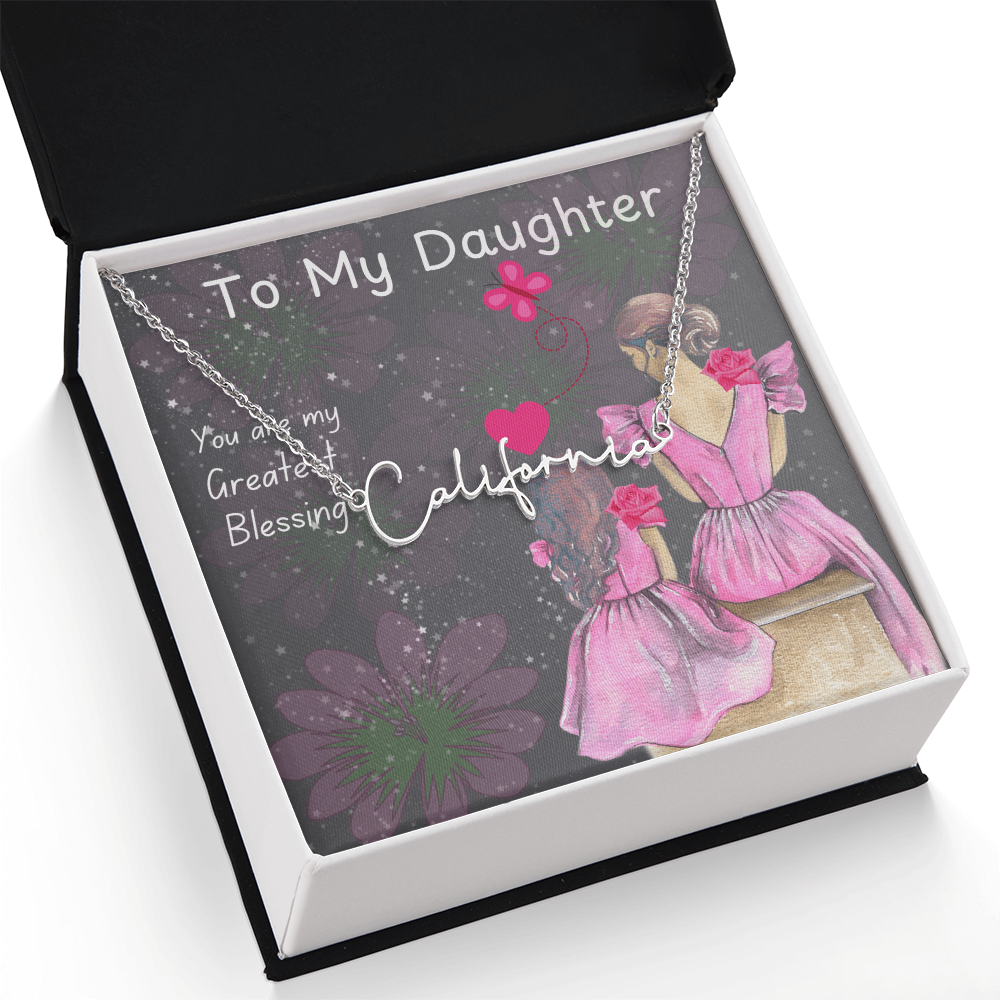 To My Daughter Signature Name Necklace