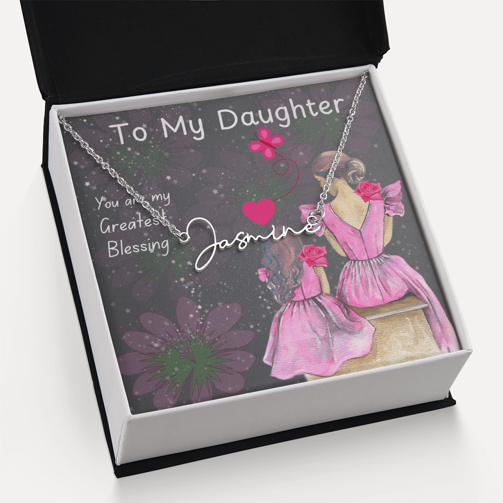 To My Daughter Signature Name Necklace