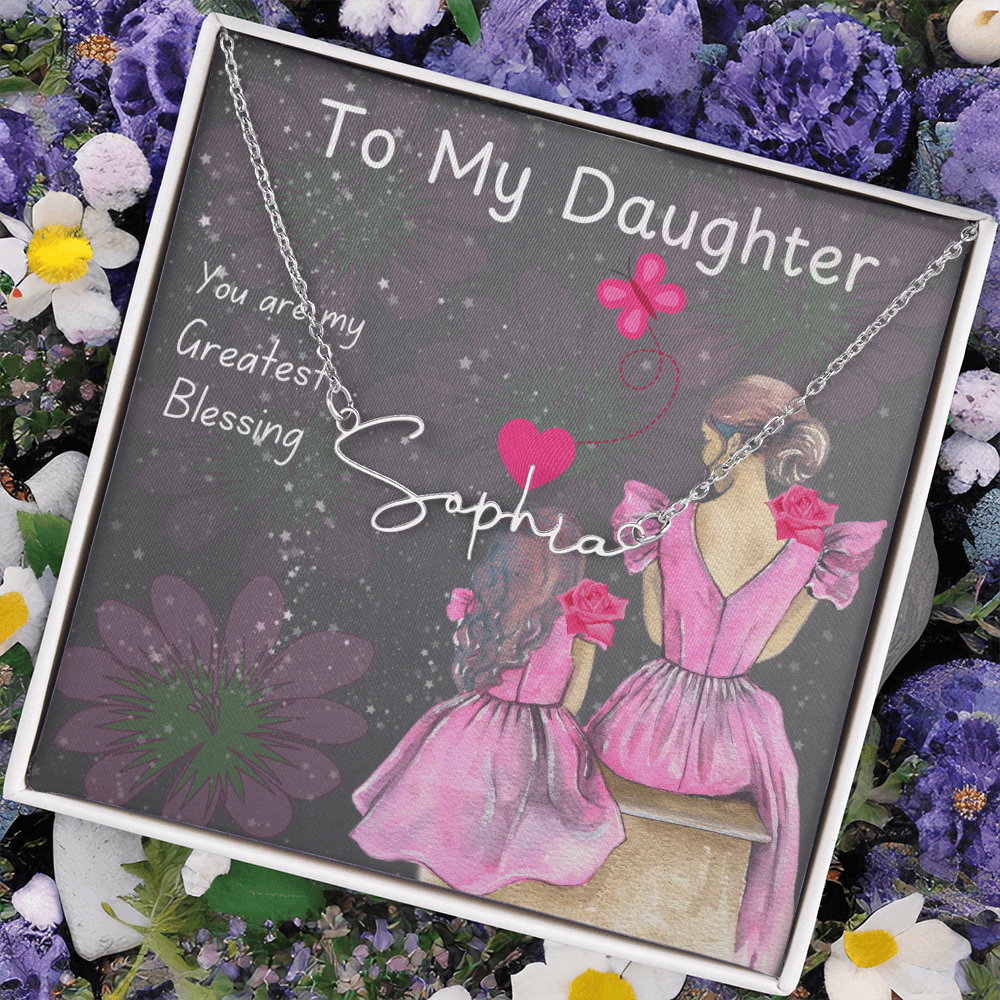 To My Daughter Signature Name Necklace