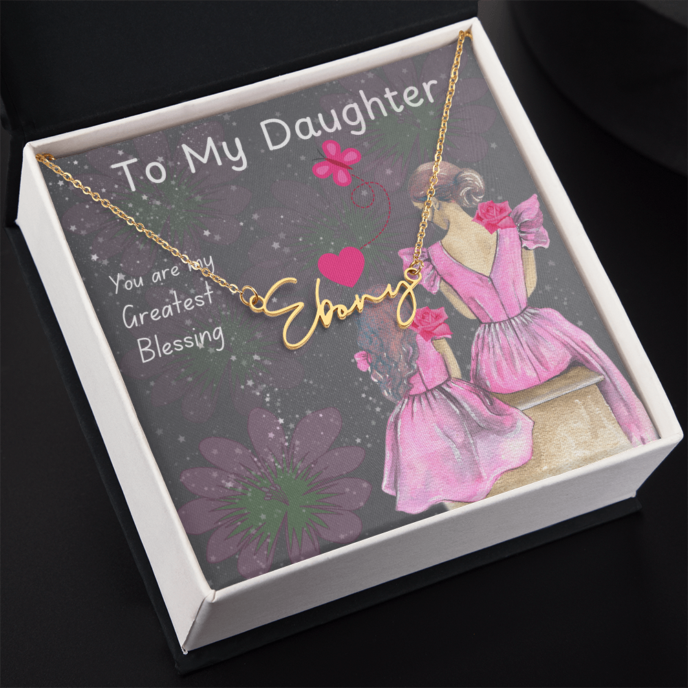 To My Daughter Signature Name Necklace