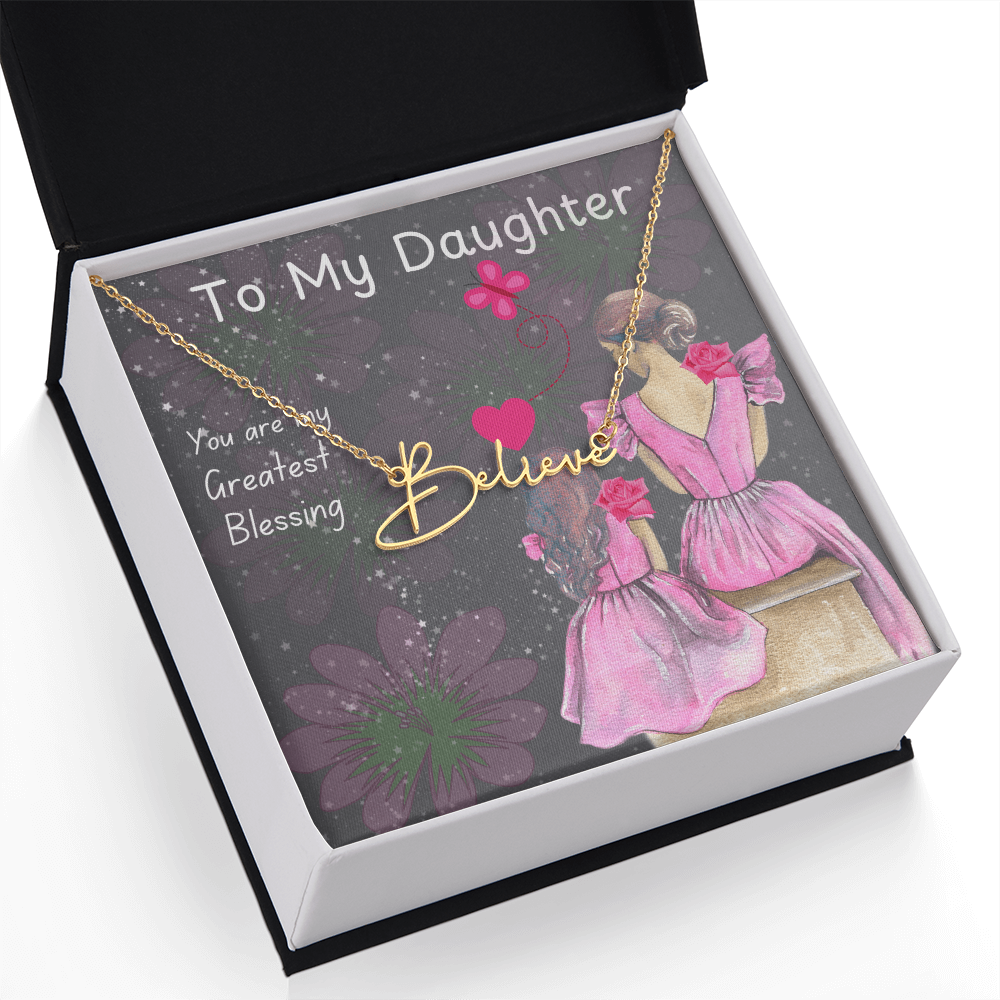 To My Daughter Signature Name Necklace