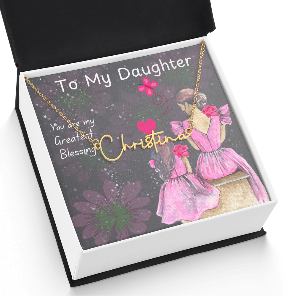 To My Daughter Signature Name Necklace