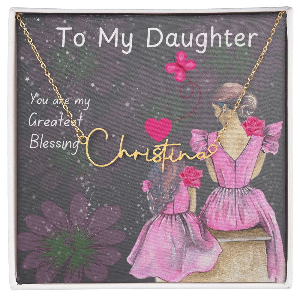 To My Daughter Signature Name Necklace
