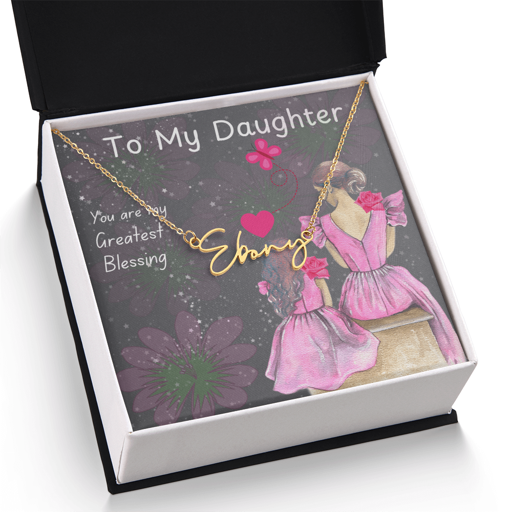 To My Daughter Signature Name Necklace