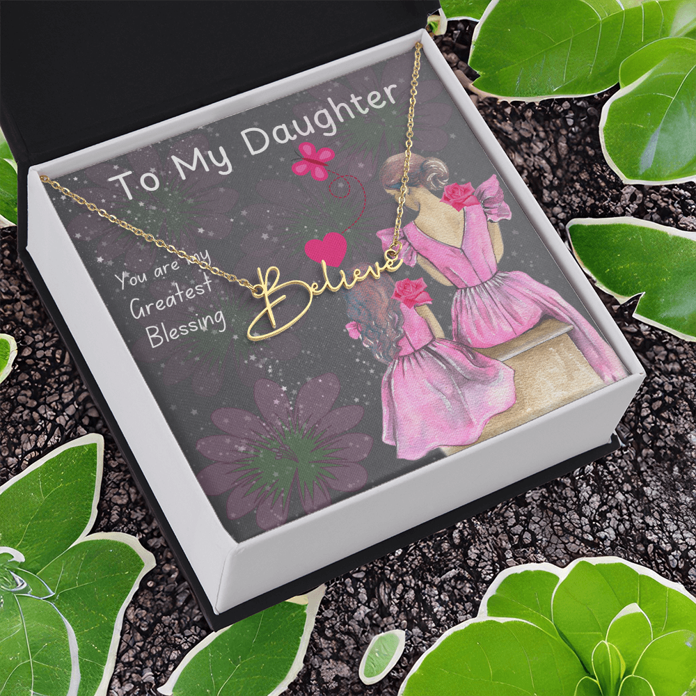 To My Daughter Signature Name Necklace