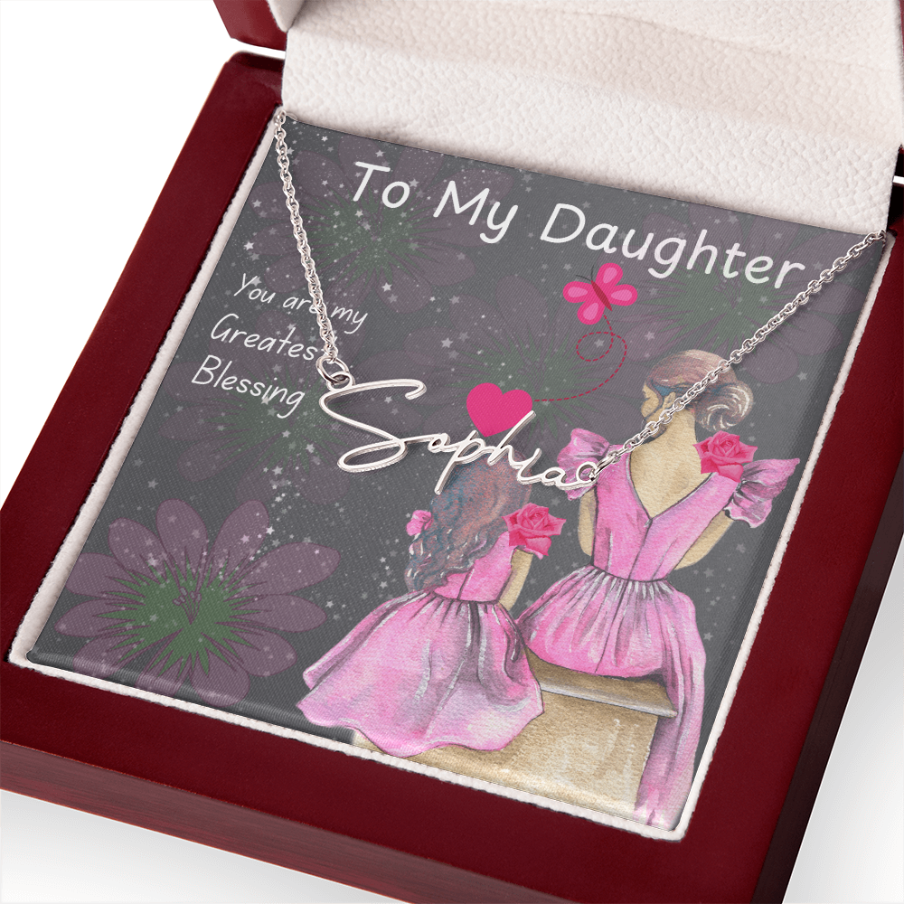 To My Daughter Signature Name Necklace