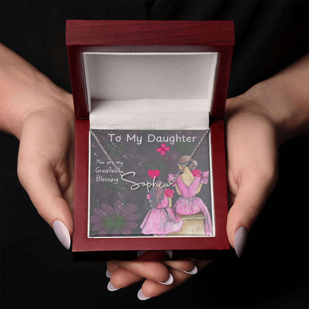 To My Daughter Signature Name Necklace