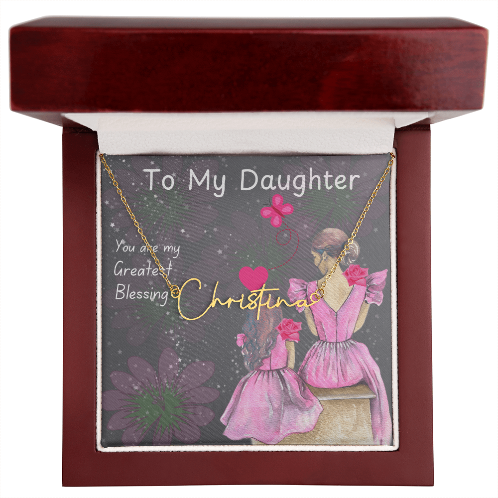 To My Daughter Signature Name Necklace