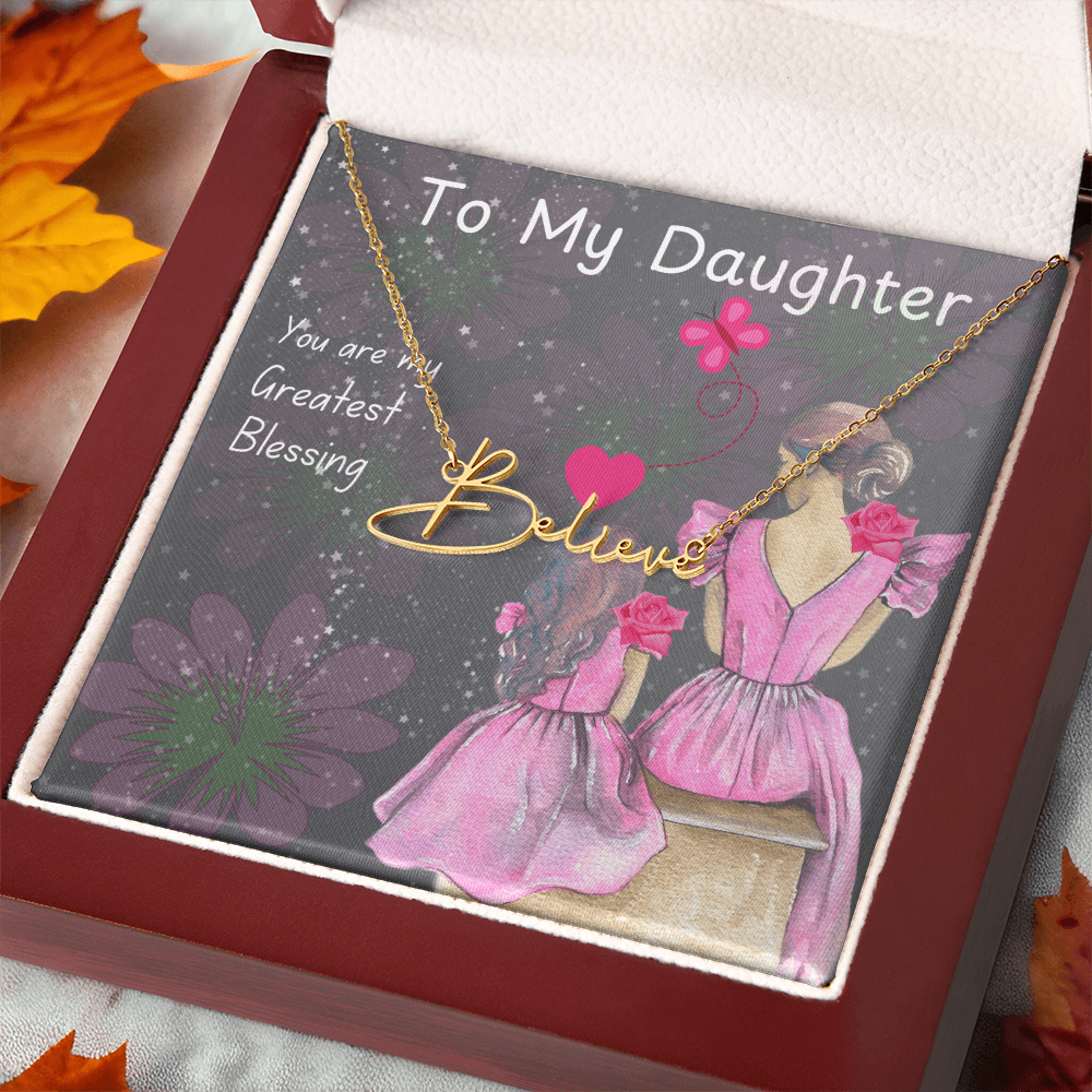To My Daughter Signature Name Necklace