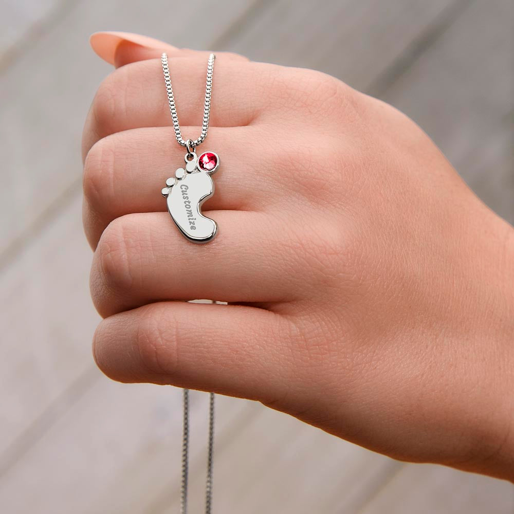 To My Daughter |Engraved Baby Feet With Birthstone (w/MC)