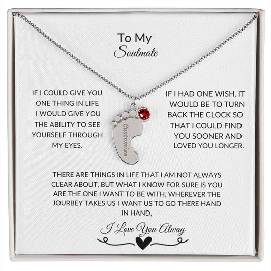 To My Soulmate| Engraved Baby Feet With Birthstone (w/MC)