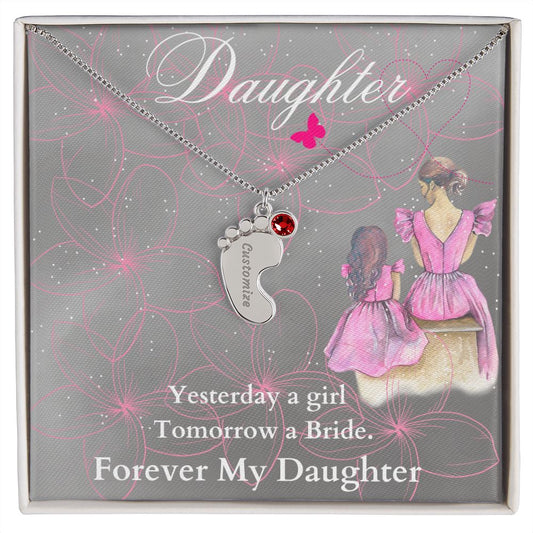 To My Daughter |Engraved Baby Feet With Birthstone (w/MC)