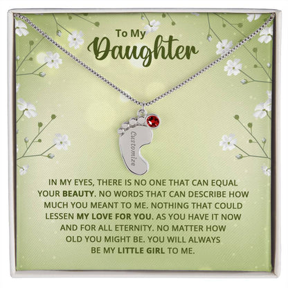 To My Daughter | Engraved Baby Feet with Birthstone