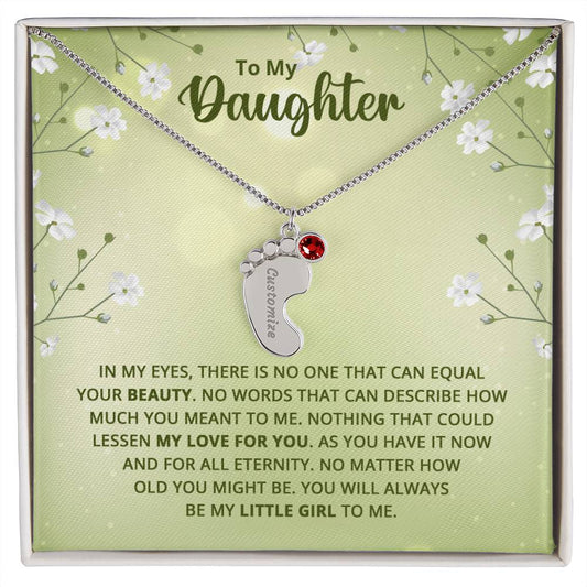 To My Daughter | Engraved Baby Feet with Birthstone