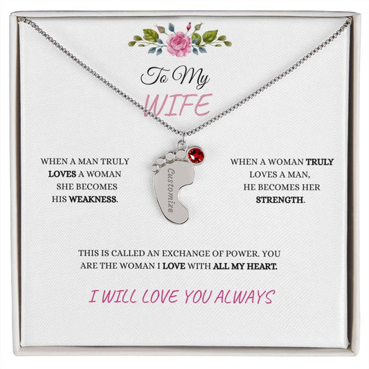 To My Wife| Engraved Baby Feet With Birthstone (w/MC)