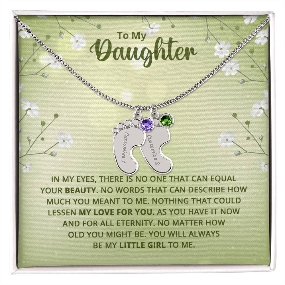 To My Daughter | Engraved Baby Feet with Birthstone