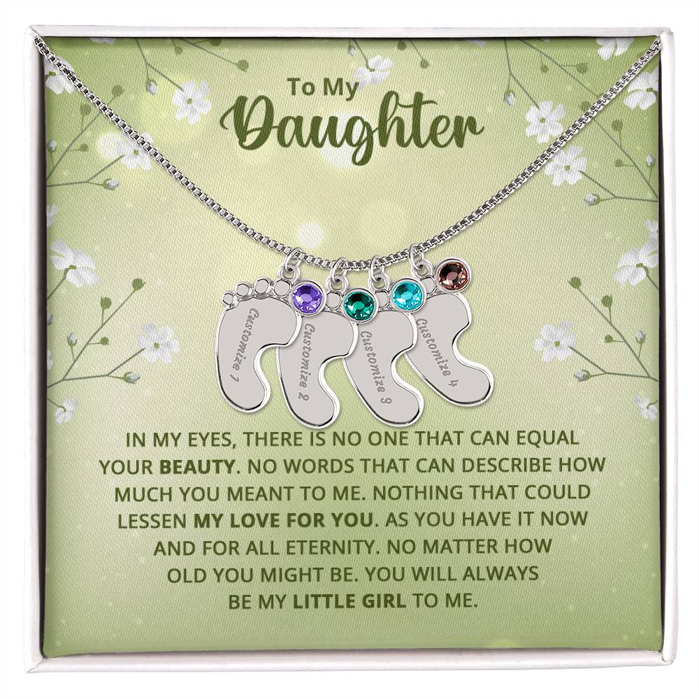 To My Daughter | Engraved Baby Feet with Birthstone