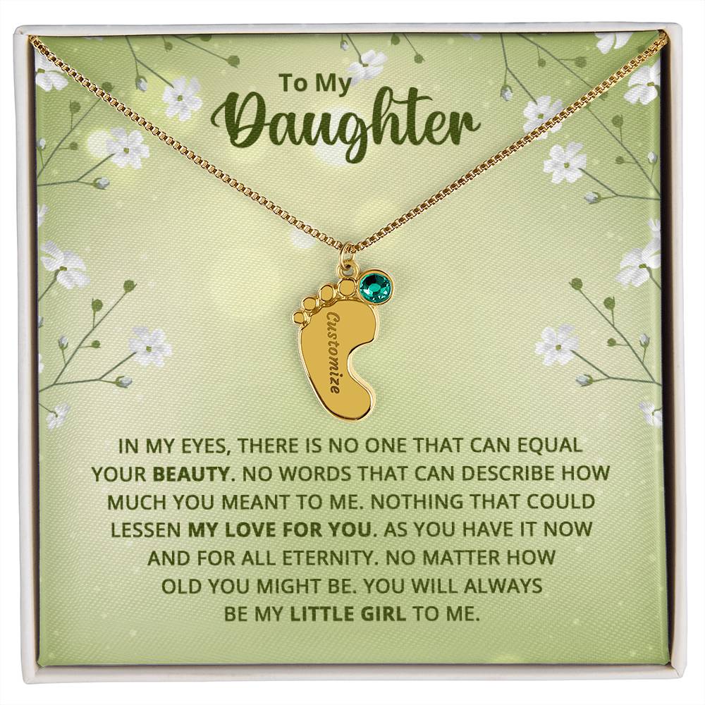To My Daughter | Engraved Baby Feet with Birthstone
