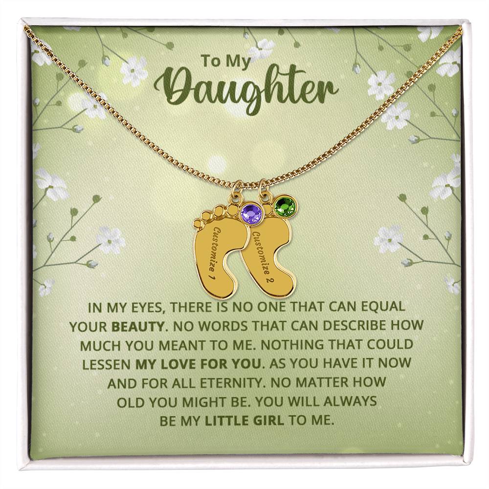 To My Daughter | Engraved Baby Feet with Birthstone