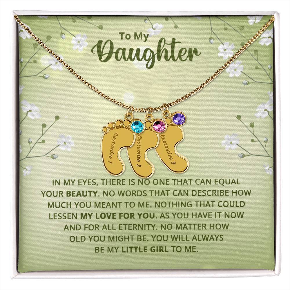To My Daughter | Engraved Baby Feet with Birthstone