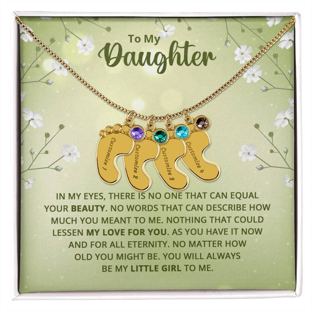 To My Daughter | Engraved Baby Feet with Birthstone