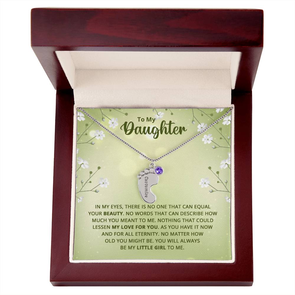 To My Daughter | Engraved Baby Feet with Birthstone