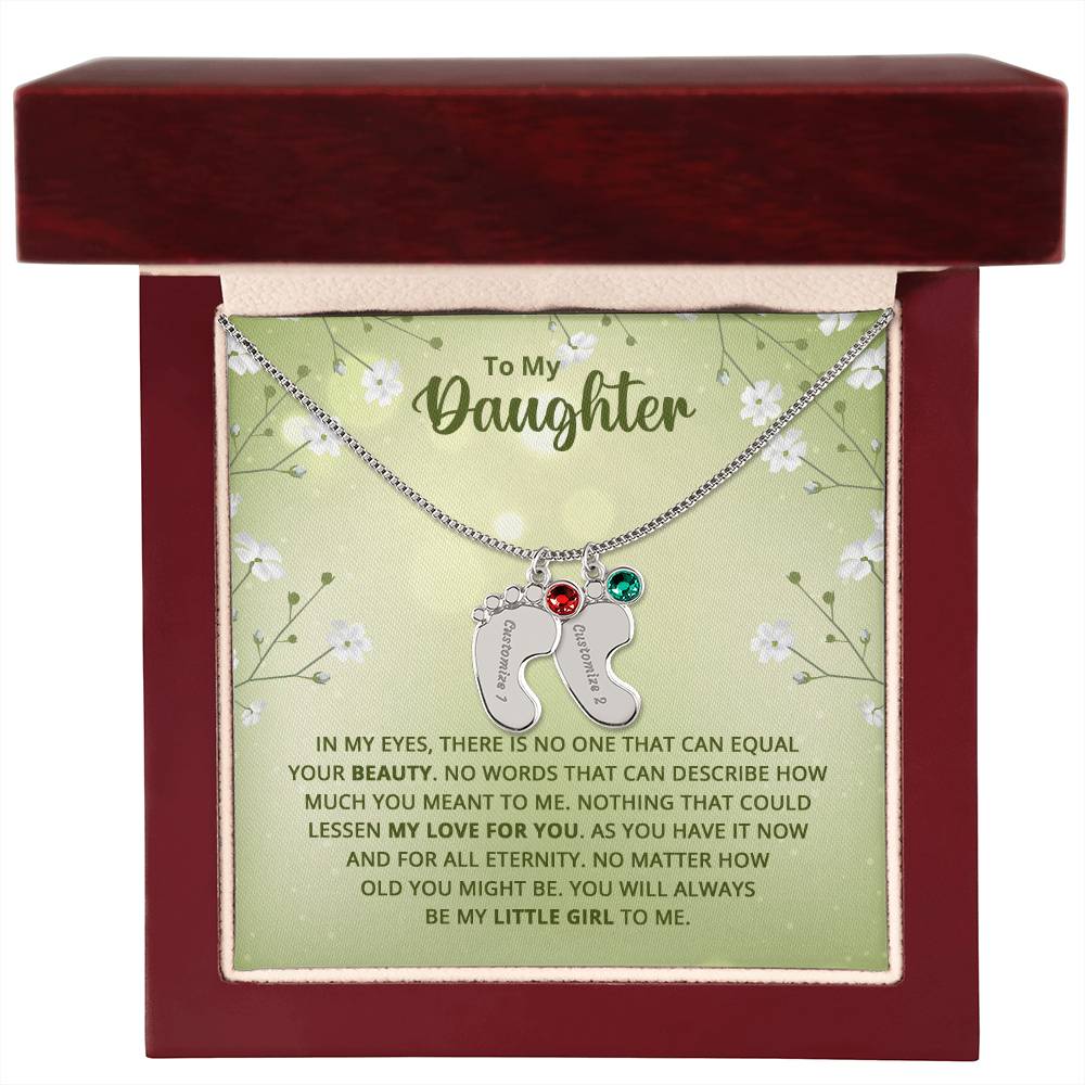 To My Daughter | Engraved Baby Feet with Birthstone