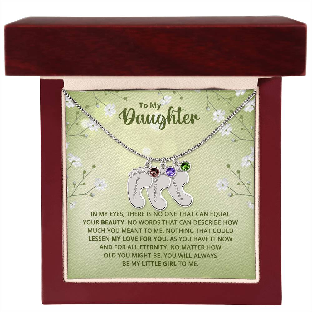 To My Daughter | Engraved Baby Feet with Birthstone