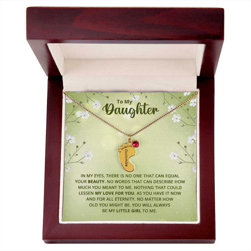 To My Daughter | Engraved Baby Feet with Birthstone