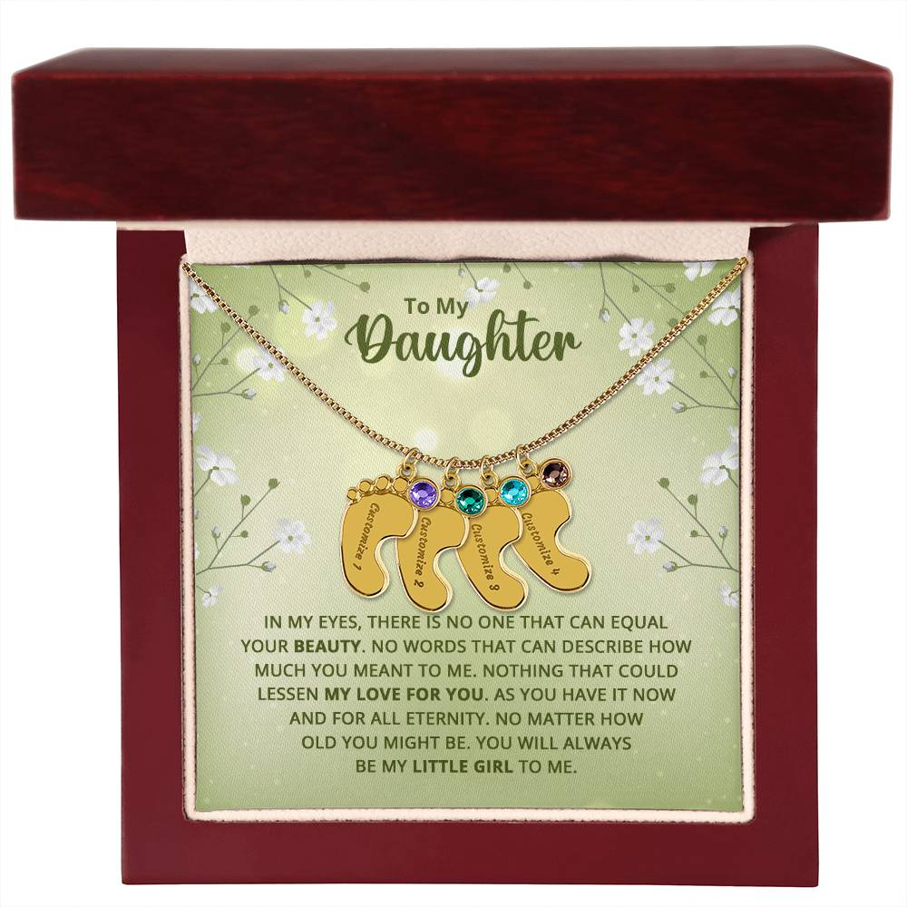 To My Daughter | Engraved Baby Feet with Birthstone