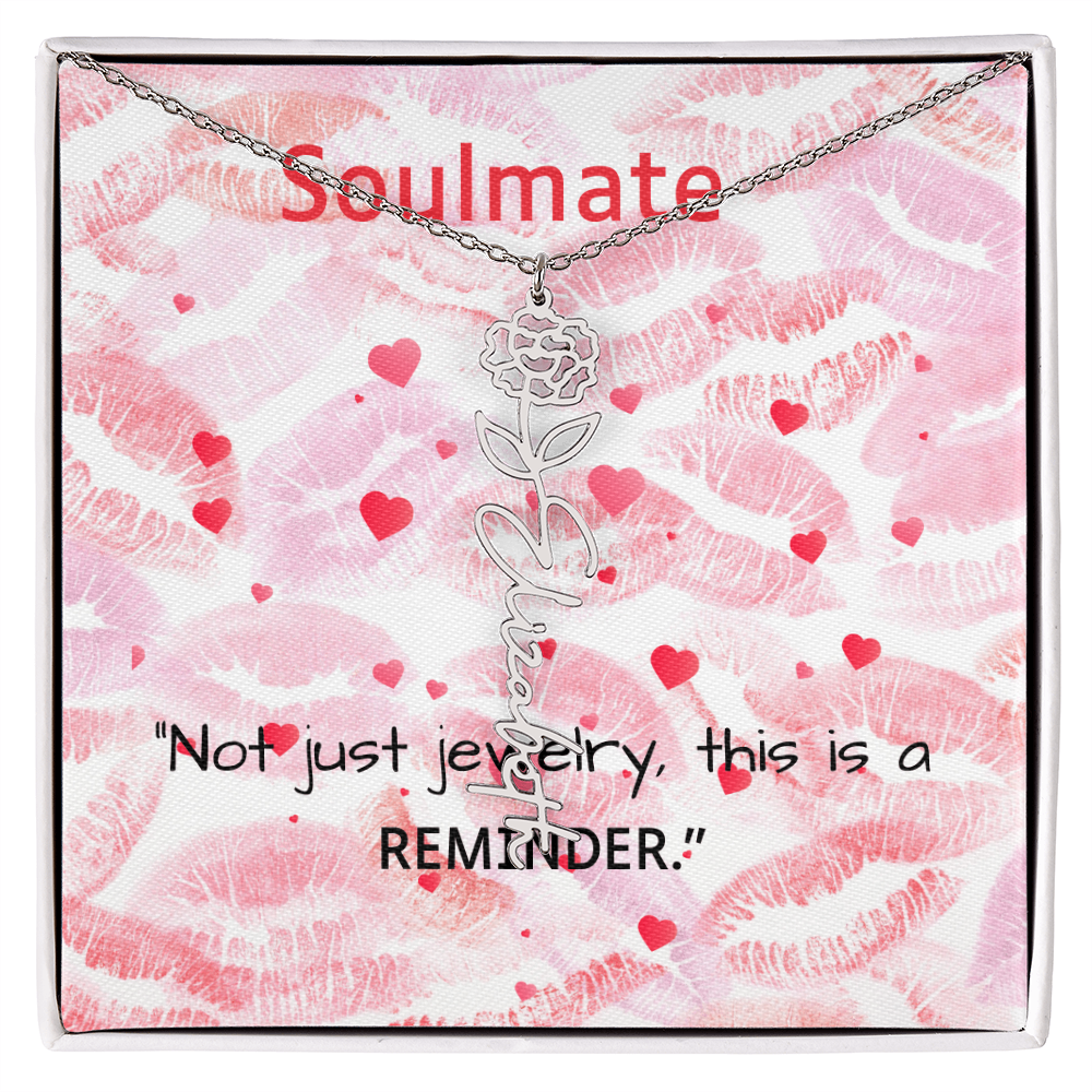 TO MY SOULMATE FLOWER NAME NECKLACE