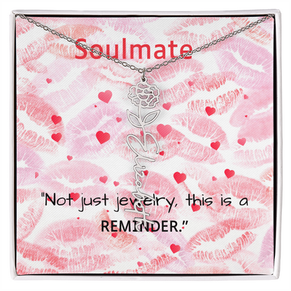 TO MY SOULMATE FLOWER NAME NECKLACE