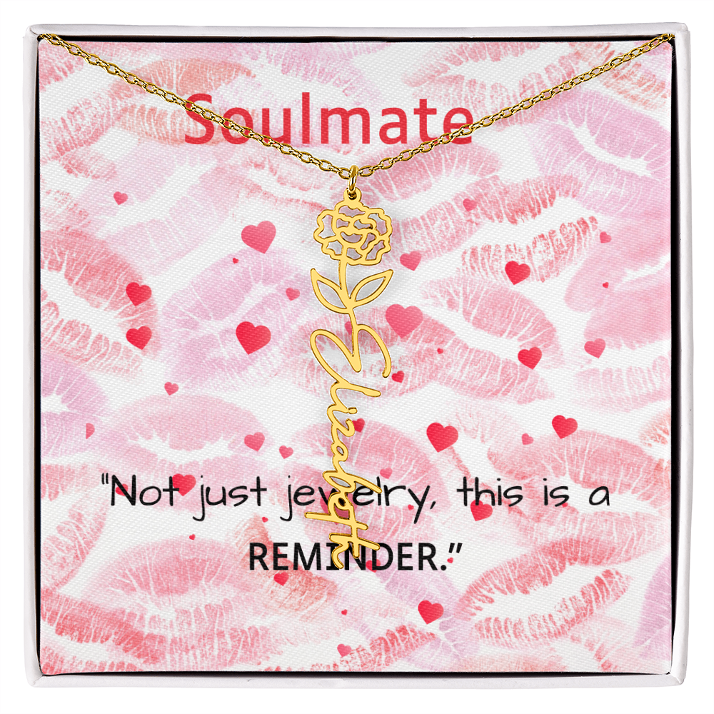 TO MY SOULMATE FLOWER NAME NECKLACE